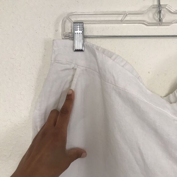 Chico’s White Linen Cropped Pull On Pants with Pockets NWOT XL 3 - Picture 3 of 10